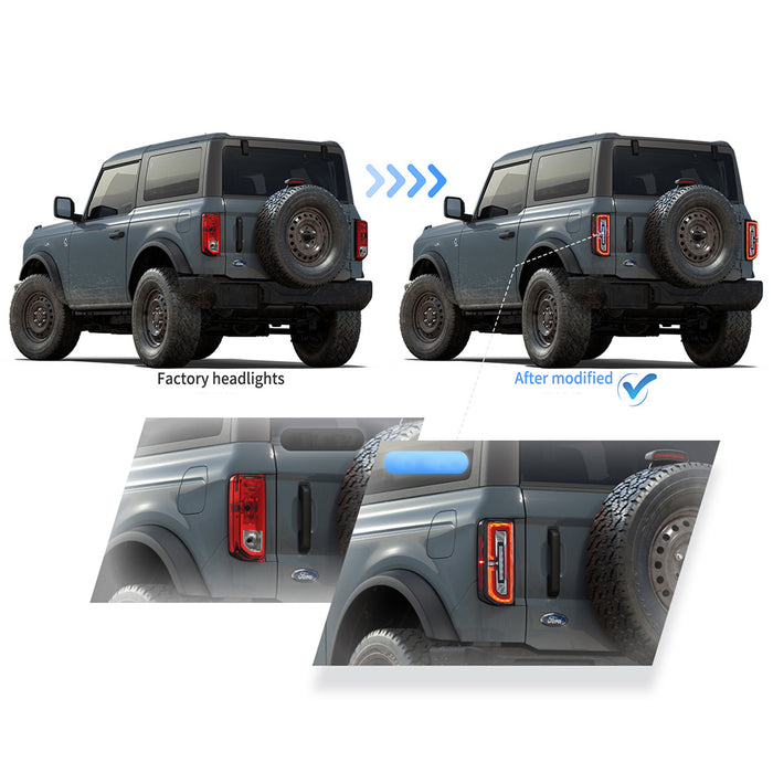 Bronco Raptor Rear Lamp VLAND LED Tail lights For Ford Bronco 2021-up 6th Gen U725 Rear lamps ...