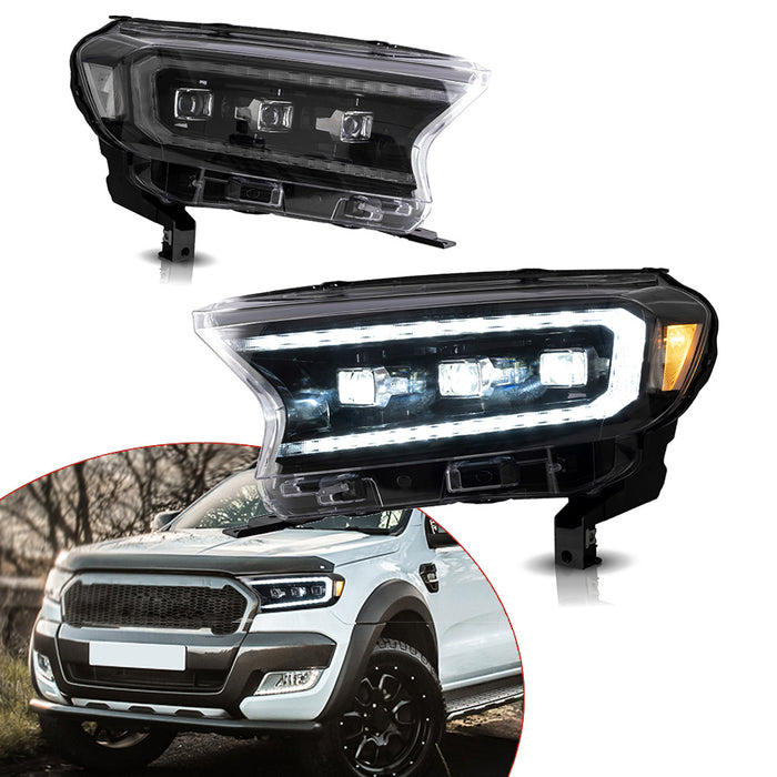 VLAND LED Projector Headlights For 2015-2022 Ford Ranger Start UP Animation DRL(For US Version)