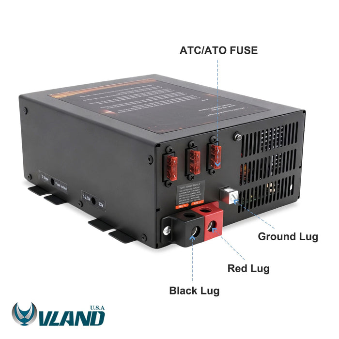 VLAND 12V RV Power Converter Battery Charger 3-Stage For Camper Marine PM3-55LK