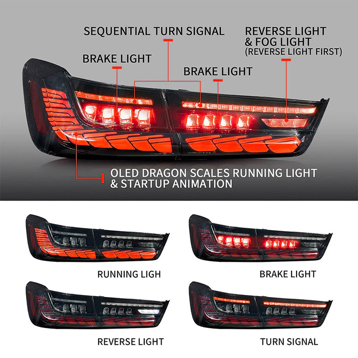 VLAND OLED Tail Lights For BMW 3 Series G20 Sedan 2019-2022 Seventh Generation with Start-up Animation(Fit For North American models)