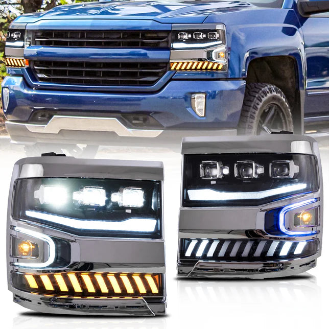 VLAND Projector LED Headlights For 2016-2019 Chevy Silverado 1500