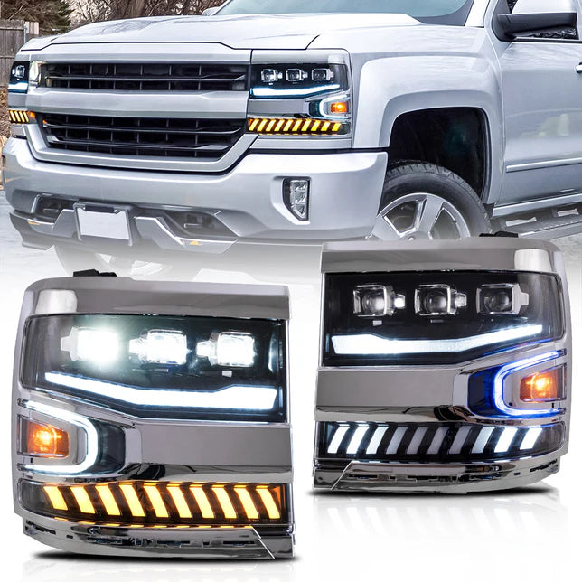 VLAND Projector LED Headlights For 2016-2019 Chevy Silverado 1500