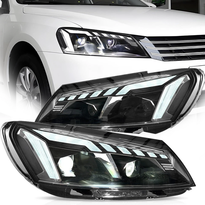 VLAND Full LED Projector Headlights For 2011-2015 Volkswagen Passat W/DRL Startup Animation