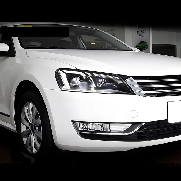 VLAND Full LED Projector Headlights For 2011-2015 Volkswagen Passat W/DRL Startup Animation