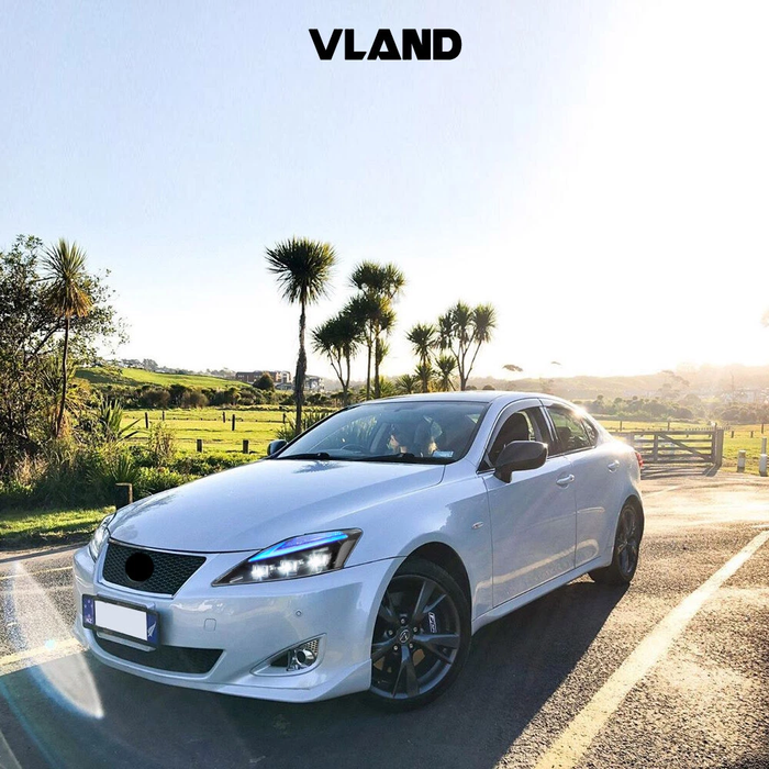VLAND LED Projector Headlights For Lexus IS250/IS250C IS350/IS350C IS220d ISF 2006-2013 With Animation& Blue Breathing