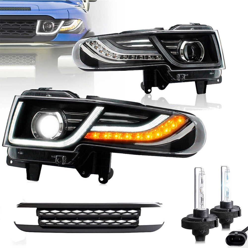 VLAND LED Headlights With Grille Assembly+2PCs D2H Xenon Bulbs Fit for