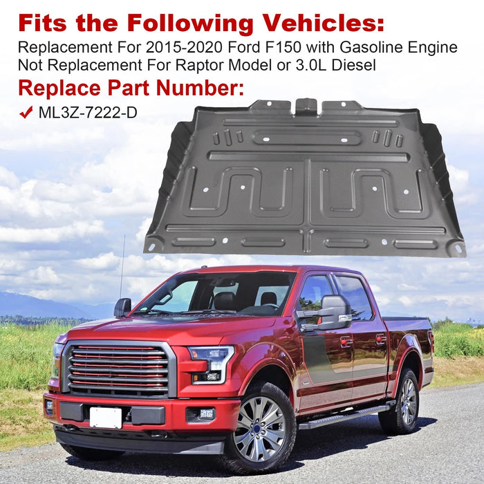 VLAND Upgrade Manganese Steel Splash Panel Shield ML3Z-7222-D For 2015-2024 Ford F150
