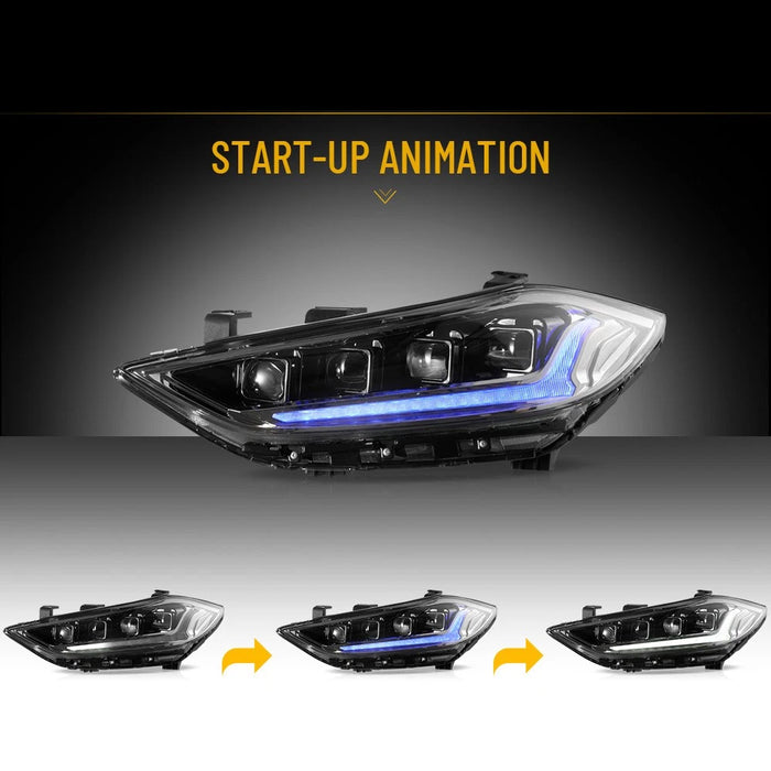 VLAND LED Headlight For 2017-2018 Hyundai Elantra W/Sequential Turn