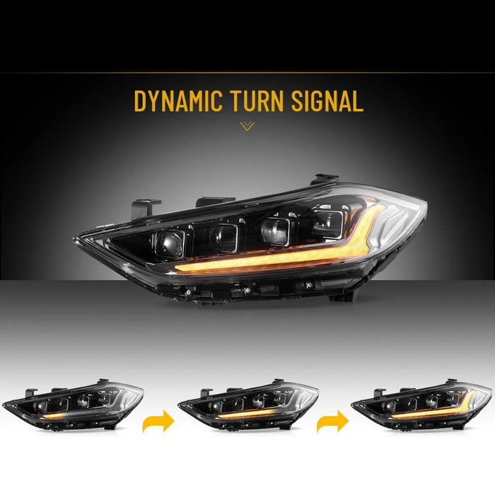 VLAND LED Headlight For 2017-2018 Hyundai Elantra W/Sequential Turn