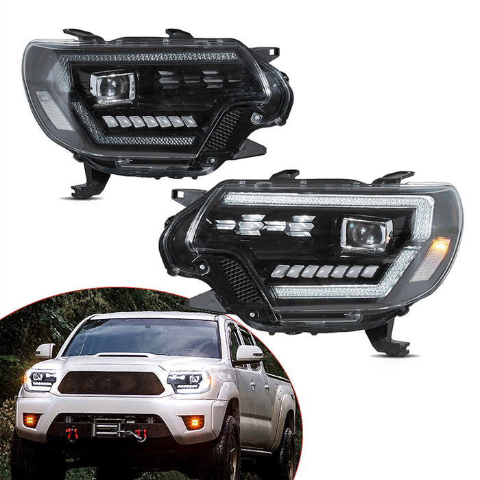 VLAND LED Projector Headlights For Toyota Tacoma 2012-2015 2nd Gen Restyled w/Dynamic DRL(Fit for American models)