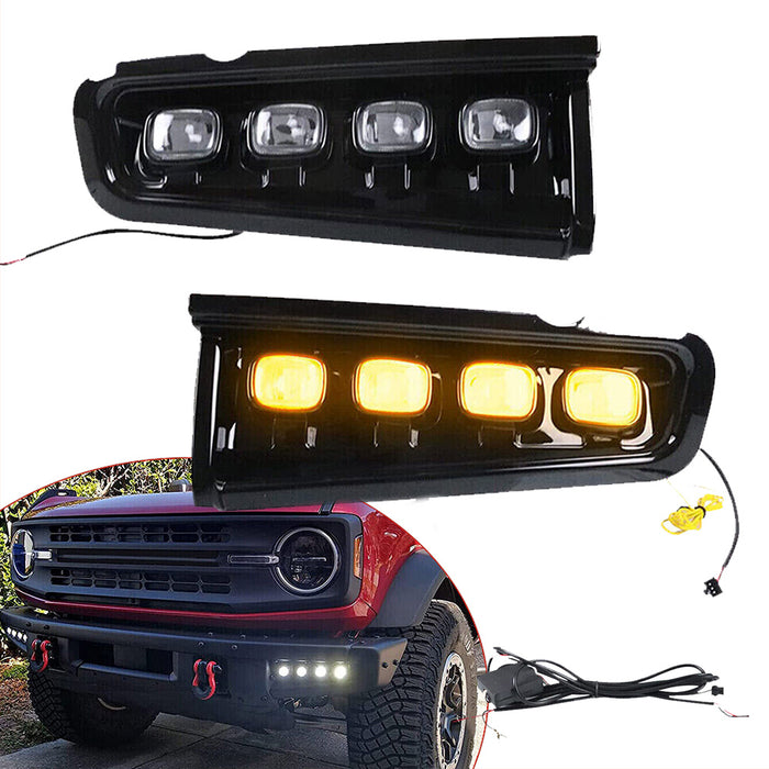 VLAND LED Fog Lights Kit For 2021-2022 Ford Bronco Front Bumper Lamps W/Running Lights