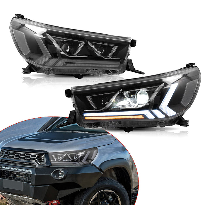 Faros delanteros LED VLAND para Toyota Hilux Vigo Revo 2015-2019 con iluminación dinámica de cortesía
