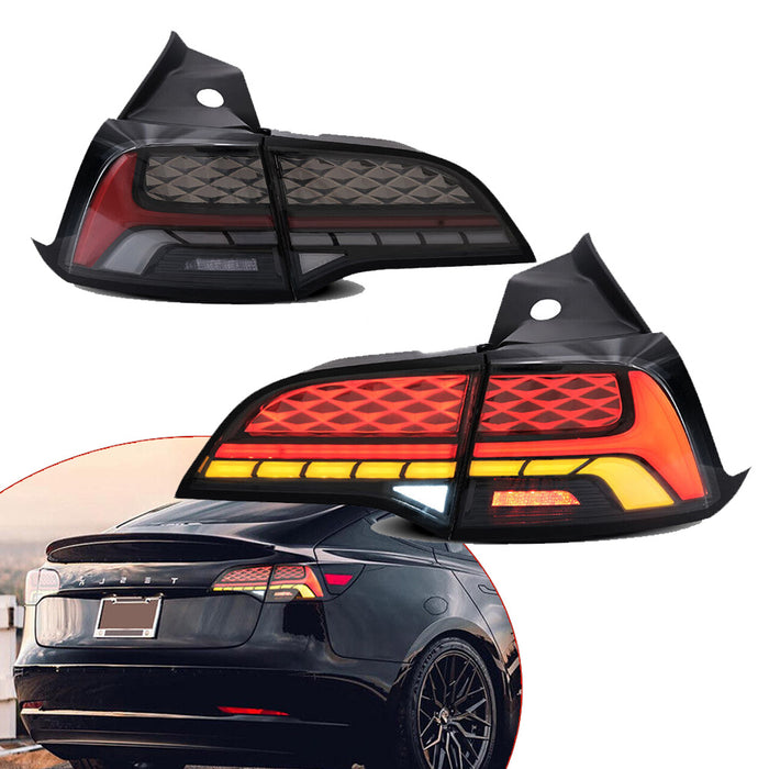 VLAND LED Tail Lights For 2017-2023 Tesla Model 3/Y Rear Lamps W/Startup Animation