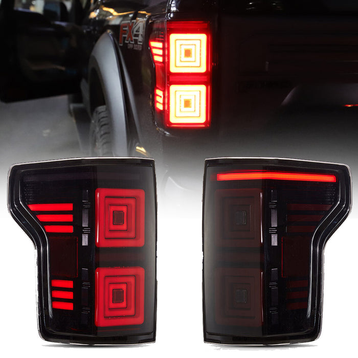 VLAND Tail Lights For Ford F150 2015-2020 with Red Turn Signal