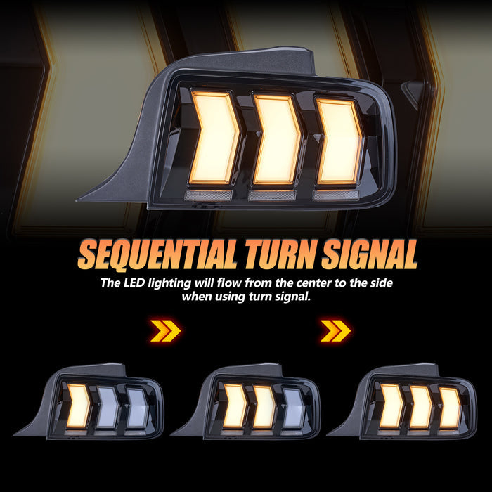 <tc>VLAND</tc> フォード マスタング 2005-2009 用 フル LED RGB テールライト（シーケンシャルターンシグナル付き）