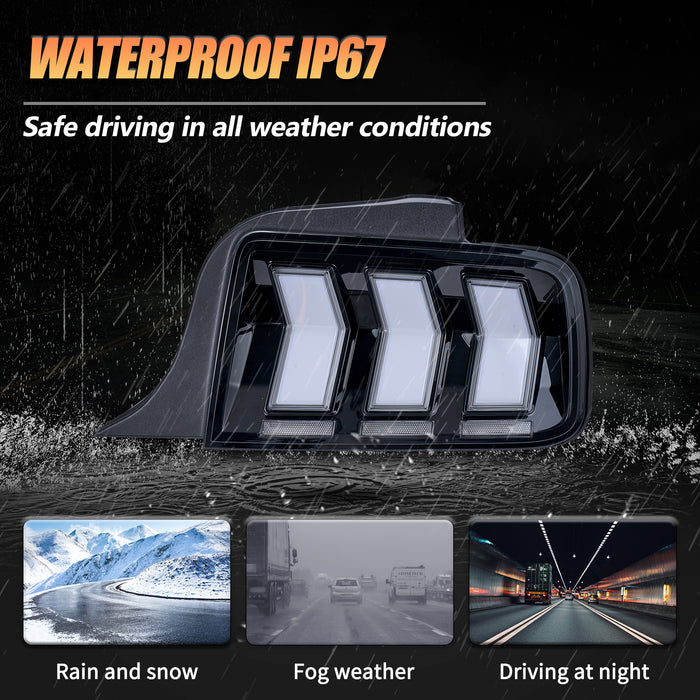 <tc>VLAND</tc> フォード マスタング 2005-2009 用 フル LED RGB テールライト（シーケンシャルターンシグナル付き）