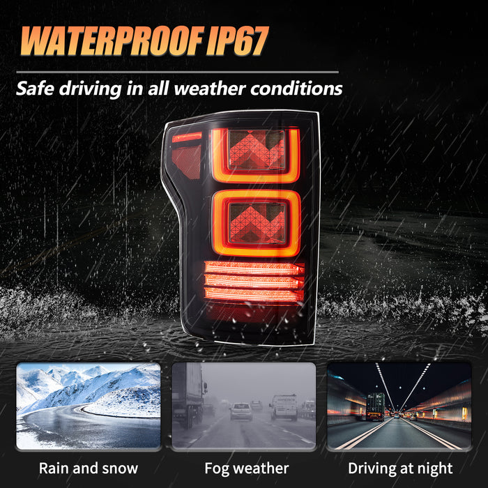 プラグアンドプレイ VLAND 2015-2020年式フォードF150用OLEDテールライト（アニメーションアンバーウィンカー付き）