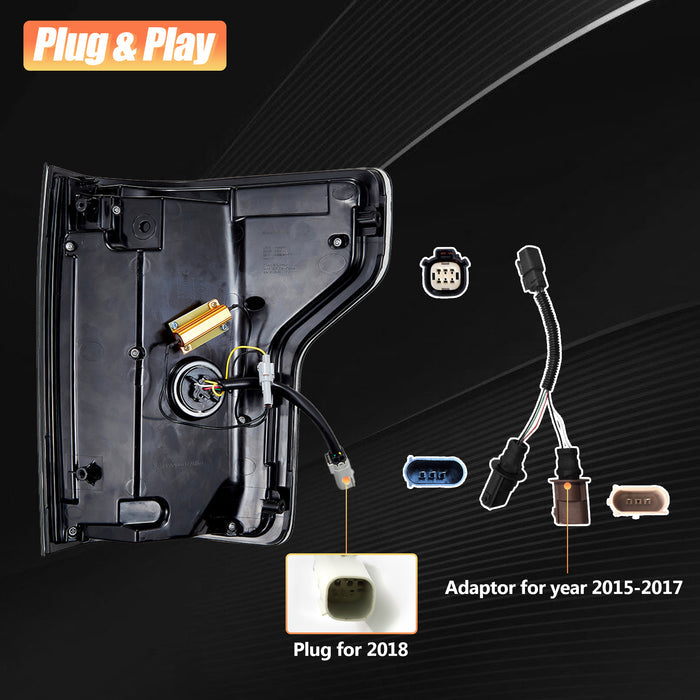 プラグアンドプレイ VLAND 2015-2020年式フォードF150用OLEDテールライト（アニメーションアンバーウィンカー付き）