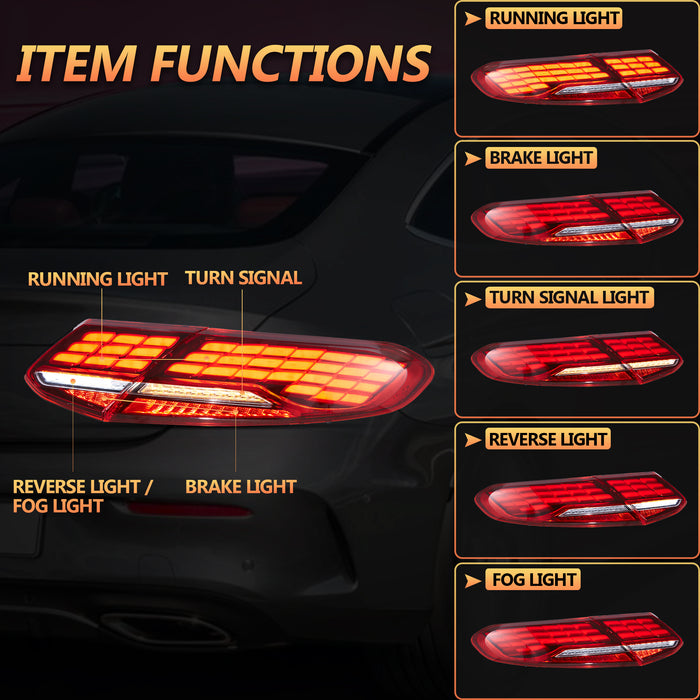 VLAND LED Taillights For 2017–2023 Mercedes-Benz C-Class Coupe/Cabriolet A205/C205 NOT FOR Sedan