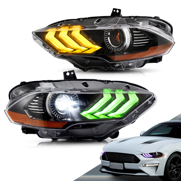 <tc>VLAND</tc> Faros delanteros con proyector LED RGB para Ford Mustang 2018-2023