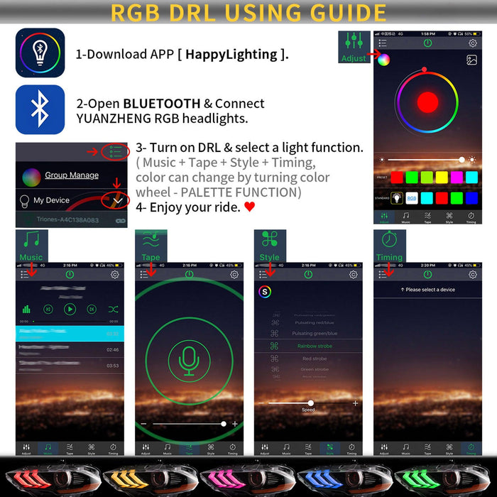 <tc>VLAND</tc> Faros delanteros con proyector LED RGB para Ford Mustang 2018-2023