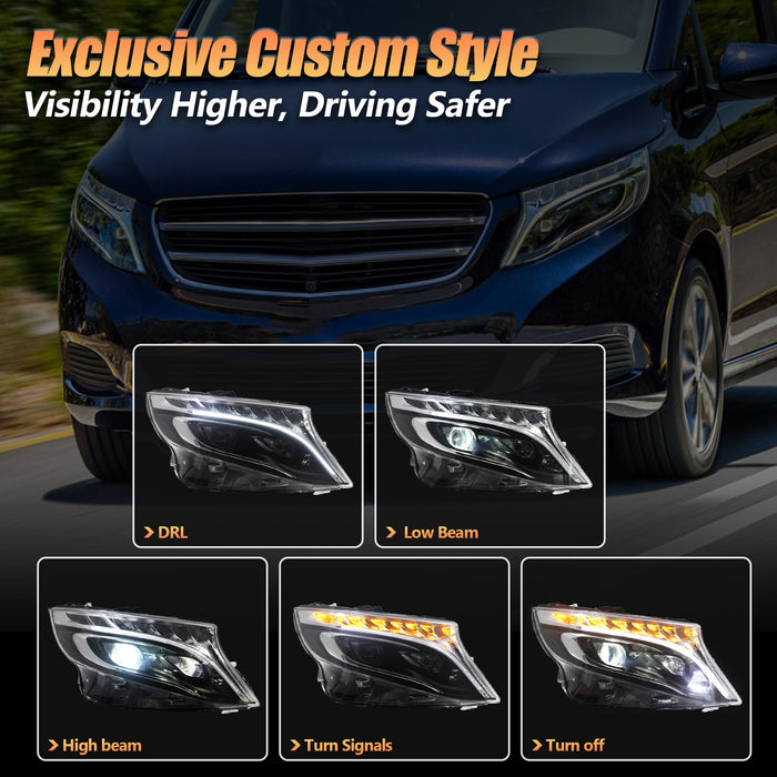 VLAND LED Headlights For 2016-2023 Mercedes Benz Vito / Metris W447 V-Class