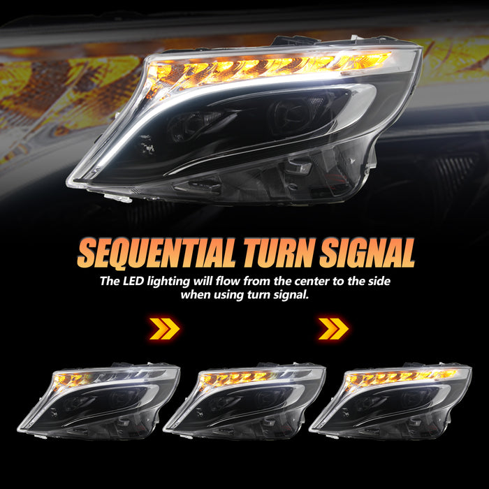 VLAND LED Headlights For 2016-2023 Mercedes Benz Vito / Metris W447 V-Class