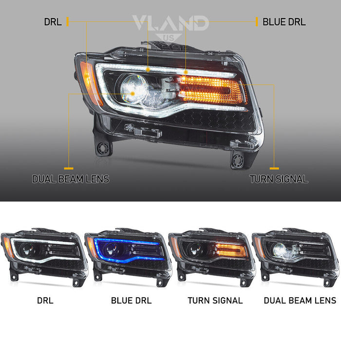 VLAND LED Headlights For 2011-2013 Jeep Grand Cherokee (WK2) — VLAND Official