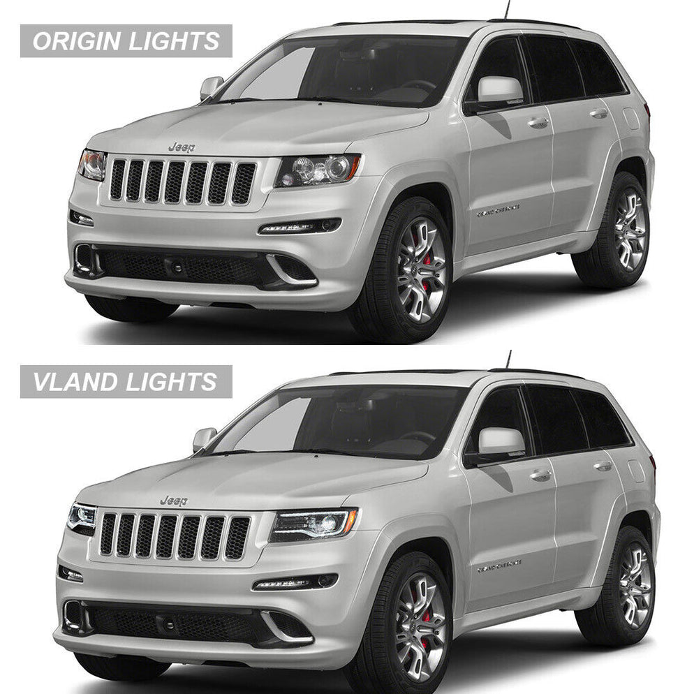 For 2011-2013 Jeep Grand Cherokee LED Headlights w/Blue Startup Sequential Set