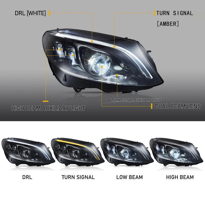 VLAND LED Projector Headlights For Mercedes Benz W205 C-Class 2015-2021