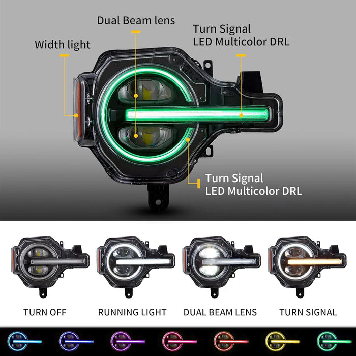 VLAND RGB LED Projector Headlights For 2021-2024 Ford Bronco — VLAND ...