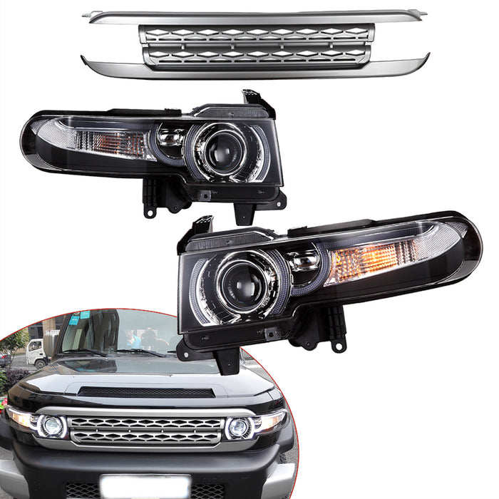 VLAND LED Projector Headlights w/Grille Assembly For Toyota FJ Cruiser 2007-2023