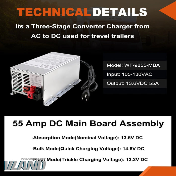 VLAND RV Converter Main Board for Camper 4-Stage Charging Accessory WF-9855-MBA