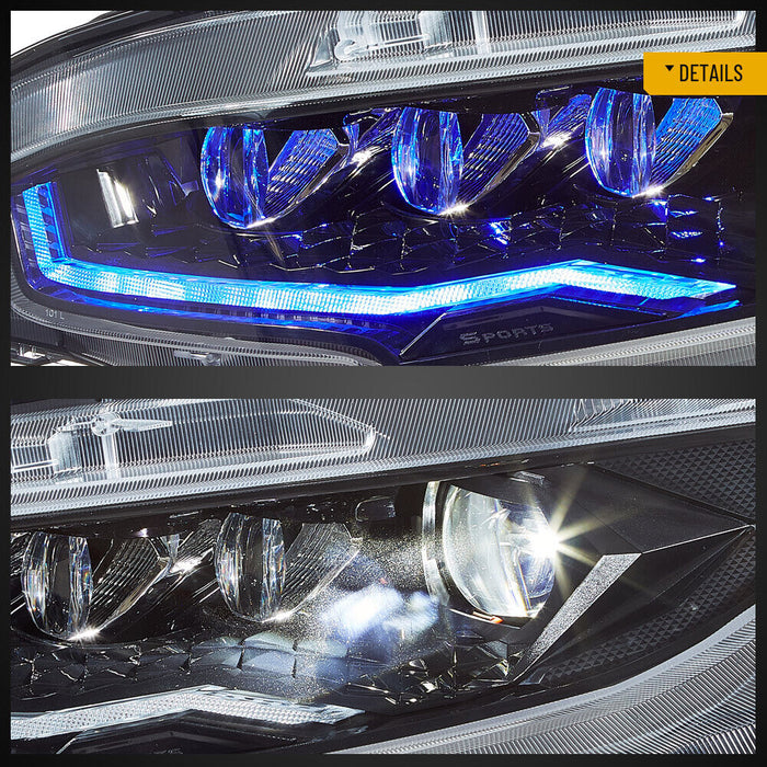 VLAND Full LED Headlights For 2016-2021 Honda Civic Blue DRL Sequential Signal