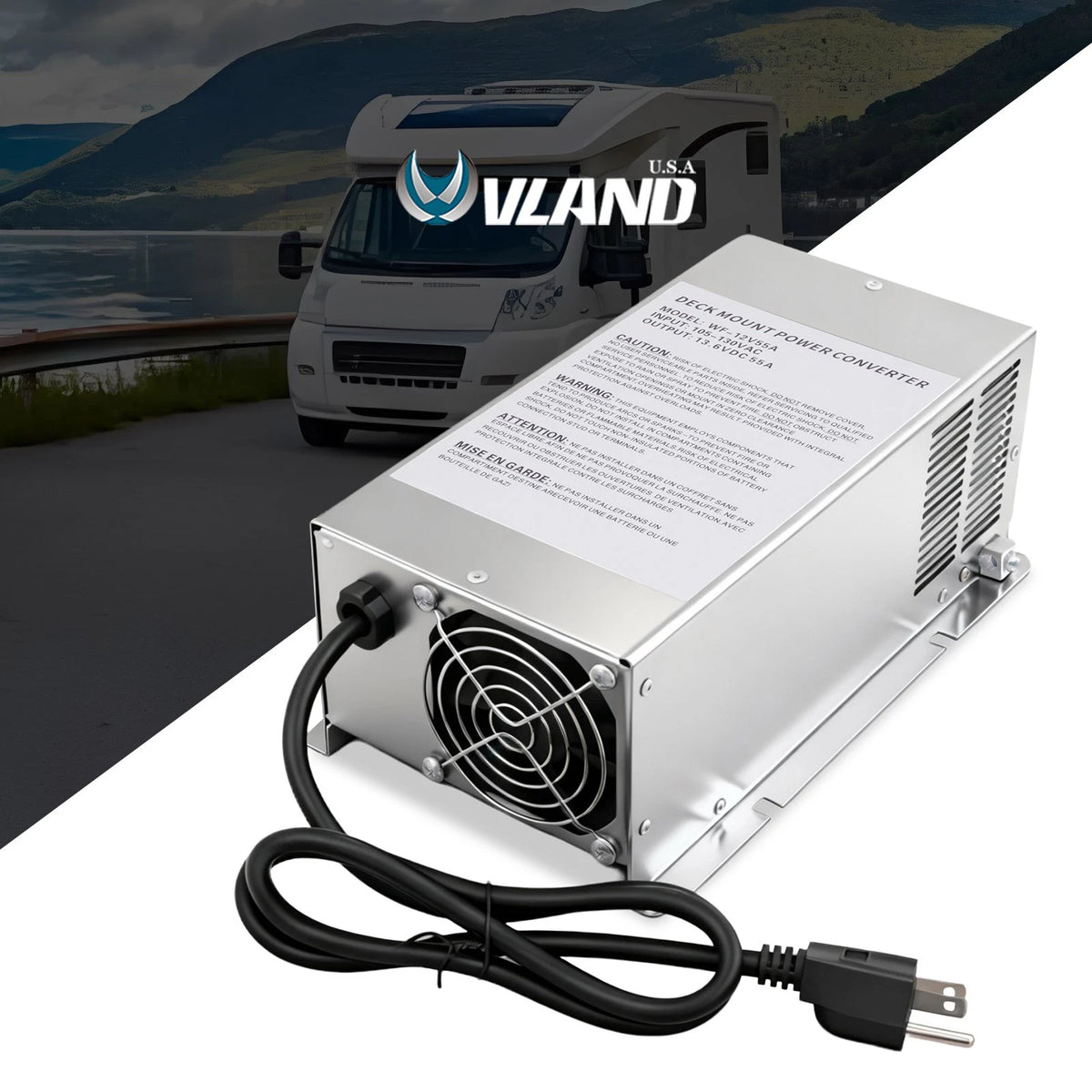 VLAND RV Trailer Camper 75 Amp Power Converter - WF-9875-MBA WF-9875 S ...