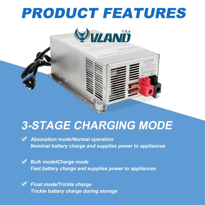 VLAND RV Trailer Camper 75 Amp Power Converter - WF-9875-MBA WF-9875 Series ONE SET
