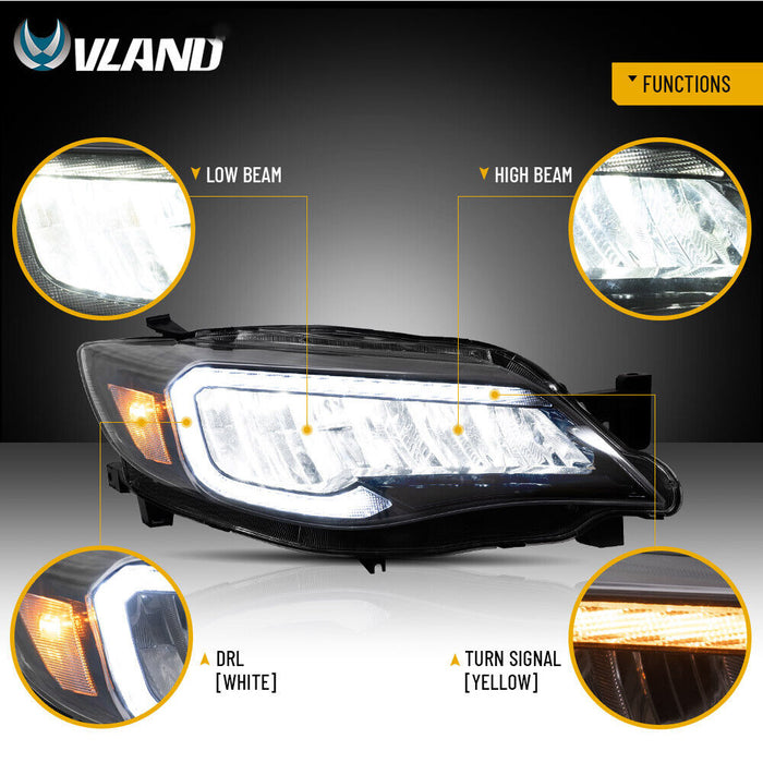 VLAND LED-Projektorscheinwerfer, kompatibel für Subaru Impreza / WRX STI 2008–2014