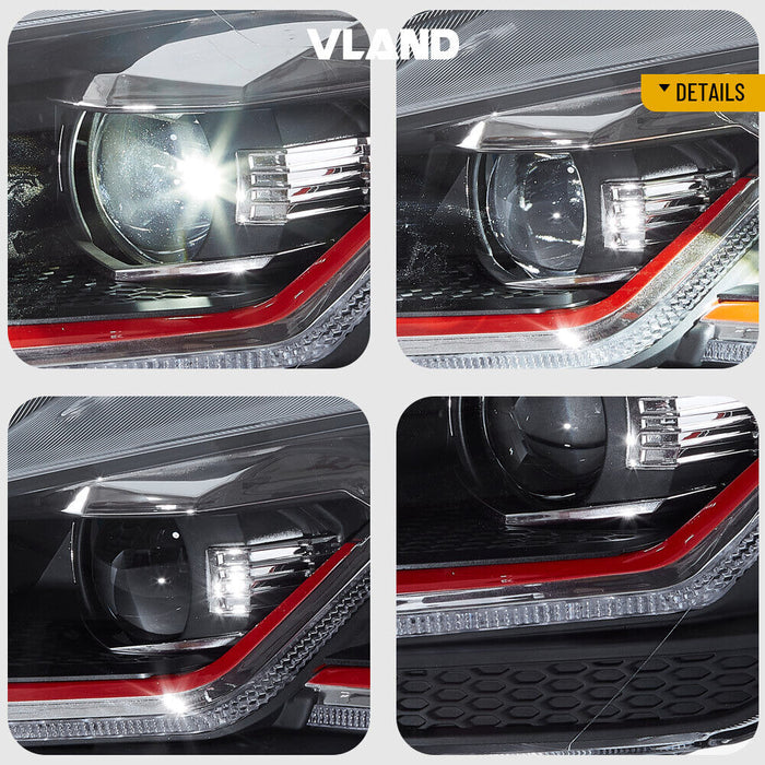 VLAND LED Projector Headlights For VW Golf MK7.5 2017-2021 With Sequential Turn