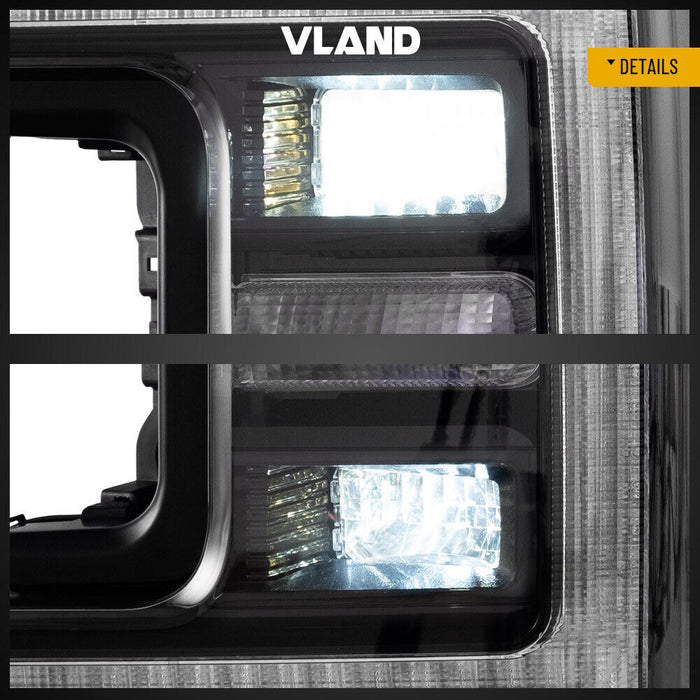 VLAND LED Headlights For 2017-19 Ford F250 F350 F450 F550 Super Duty W/Animaiton