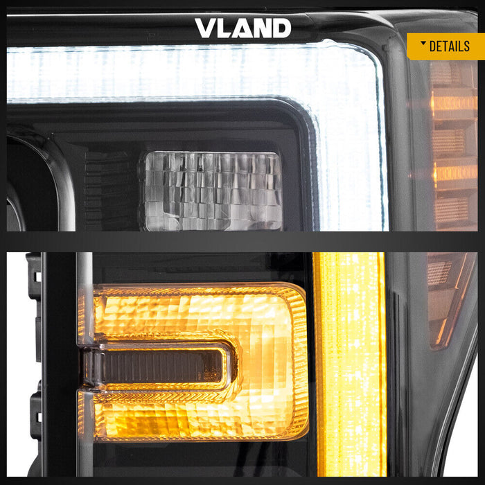VLAND LED Headlights For 2017-19 Ford F250 F350 F450 F550 Super Duty W/Animaiton