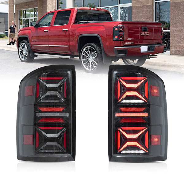 Clear VLAND Full LED Tail Lights For 2014-2018 GMC Sierra 1500