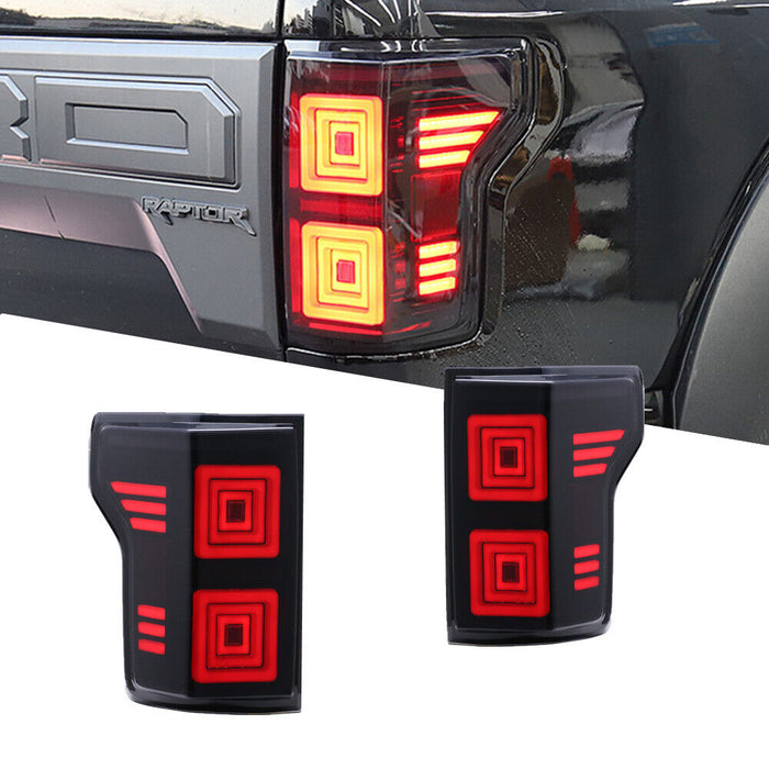 VLAND Tail Lights For Ford F150 2015-2020 with Red Turn Signal【NOT Fit for F150 Raptor】