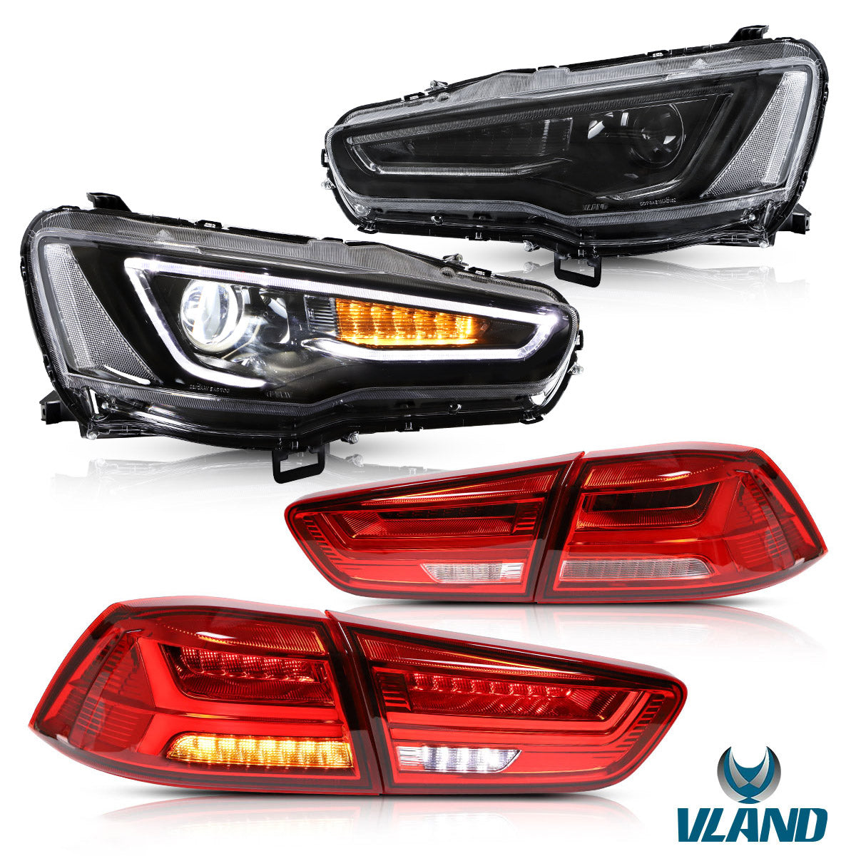 VLAND Dual Beam Projector Headlights and Taillights for Mitsubishi