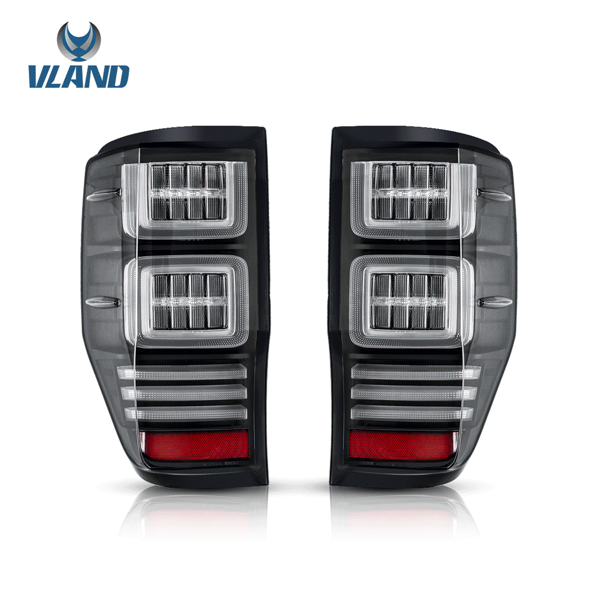 VLAND Full LED Tail Lights For Ford Ranger (T6) 2012-2018 1st Gen w/Se ...