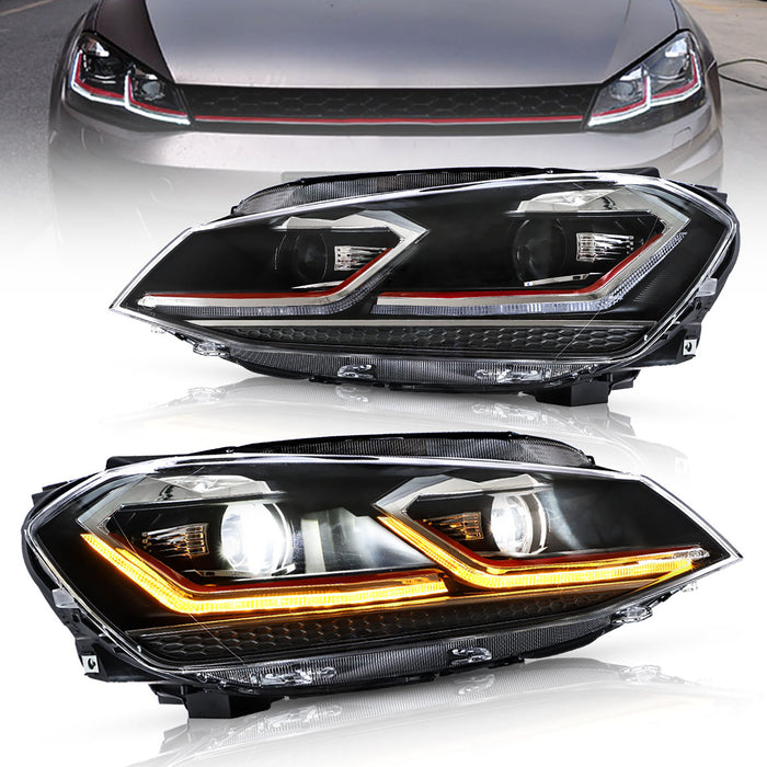 【EU Stock】VLAND LED Headlights for Volkswagen VW Golf 7 / MK7 2014-2017 (NOT fit for Golf GTI and Golf R models)