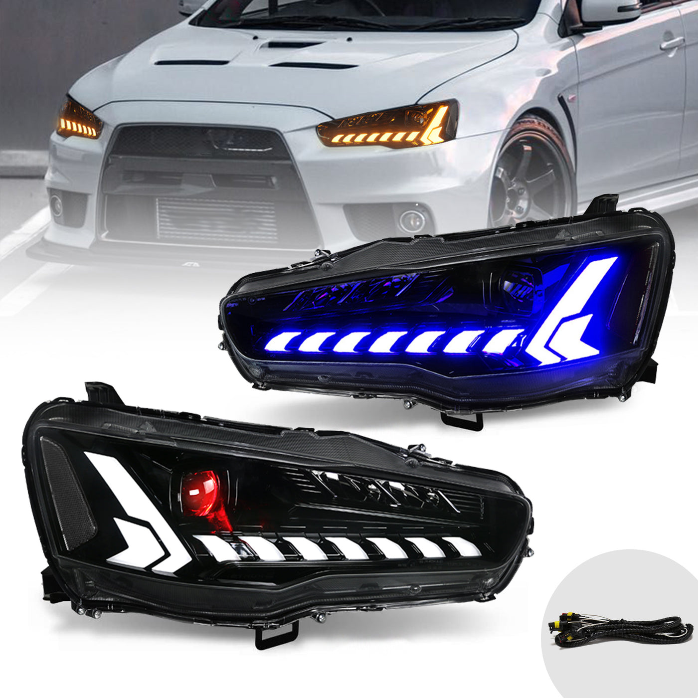 VLAND Demon Eye Projector Headlights for Mitsubishi Lancer EVO X 2008