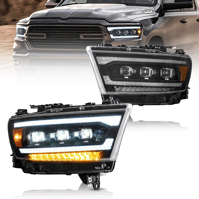 Projecteur matriciel VLAND et phares Full LED pour Dodge Ram 2019-UP (Projecteur matriciel et styles Full LED au choix)