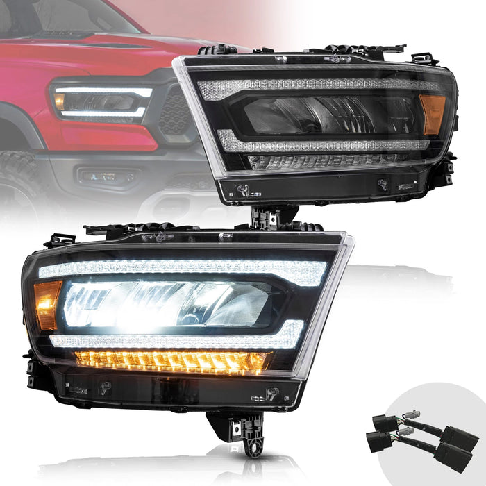 Projecteur matriciel VLAND et phares Full LED pour Dodge Ram 2019-UP (Projecteur matriciel et styles Full LED au choix)