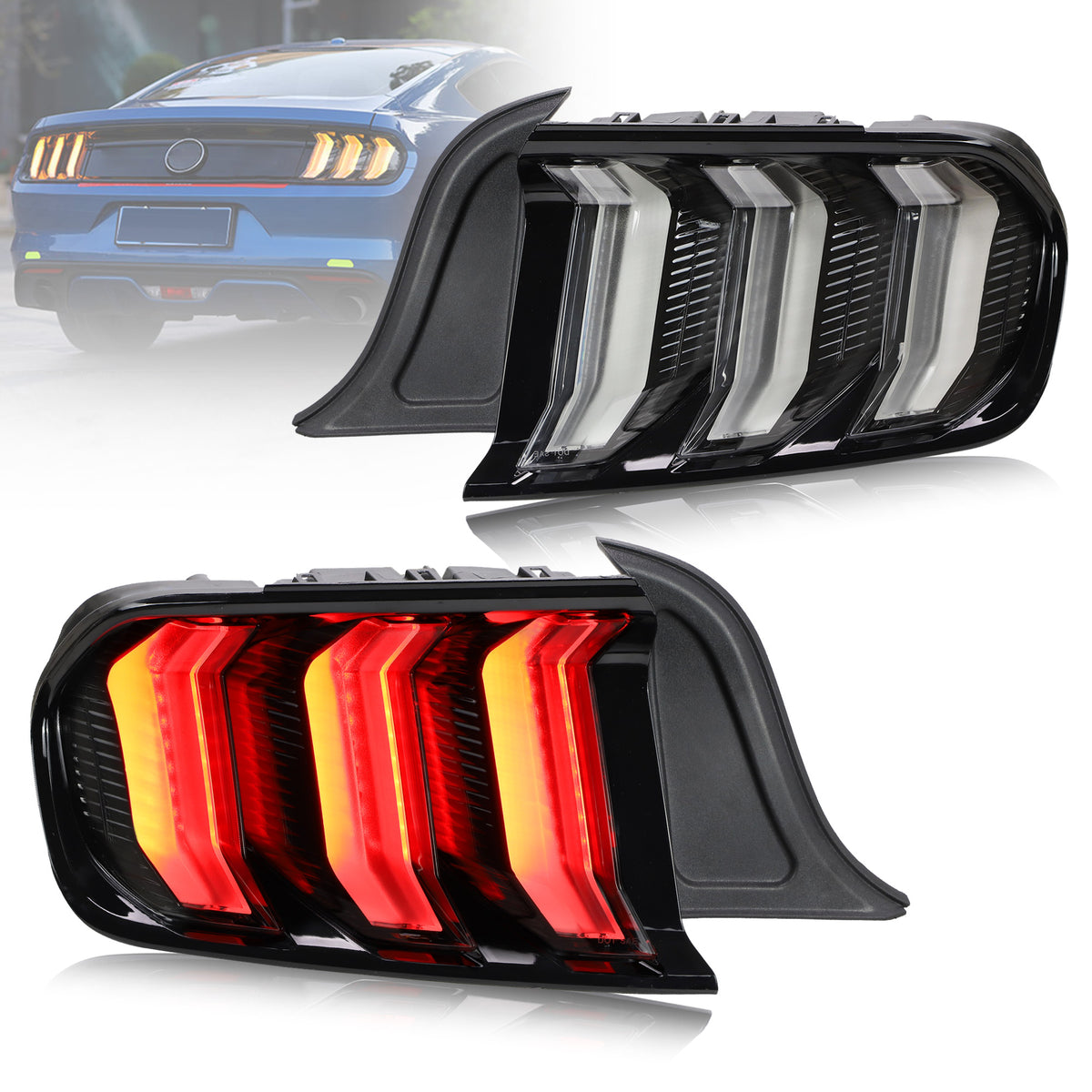 Mustang テールライト 2個セット メッキ 三菱ASXアウトランダースポーツ2010-2018レッド/スモークレンズYAB-AX
