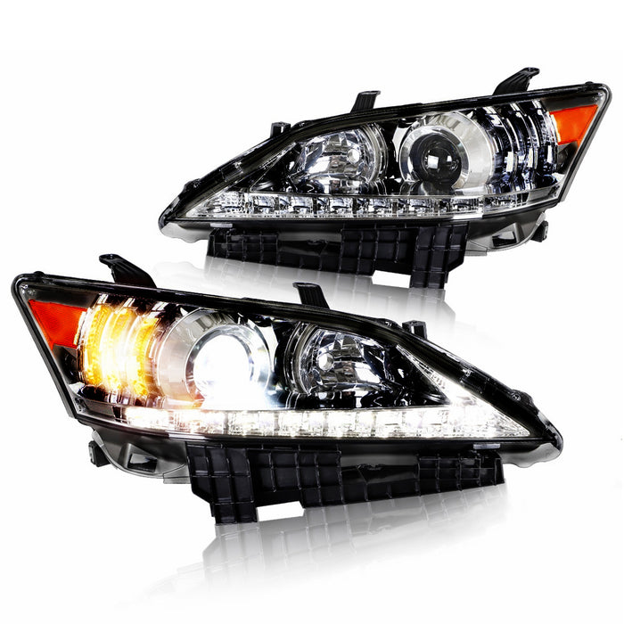 レクサスES3502010-2012用VLANDプロジェクターヘッドライト（ロービームプロジェクター。ハイトビームリフレクター。クロームおよびブラックハウジングエディション）